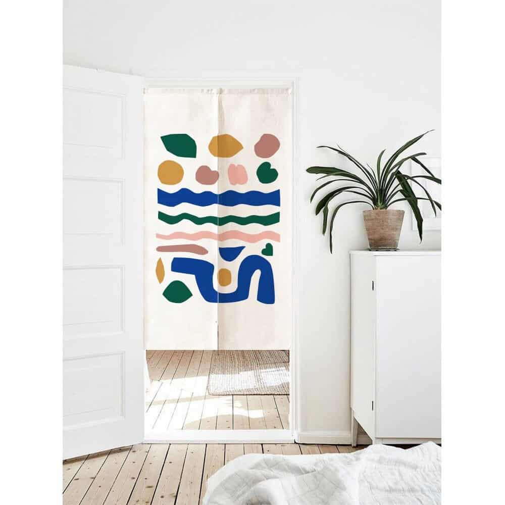 Curved wavy lines Doorway Entrance Curtain Noren image 0