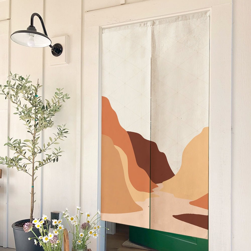Green landscape painting Doorway Noren Curtain image 1