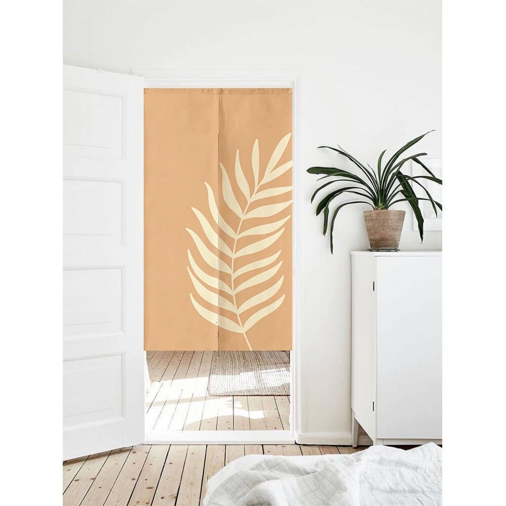 Hand Drawn Pastel Leaves Pattern Doorway Noren Curtain image 0