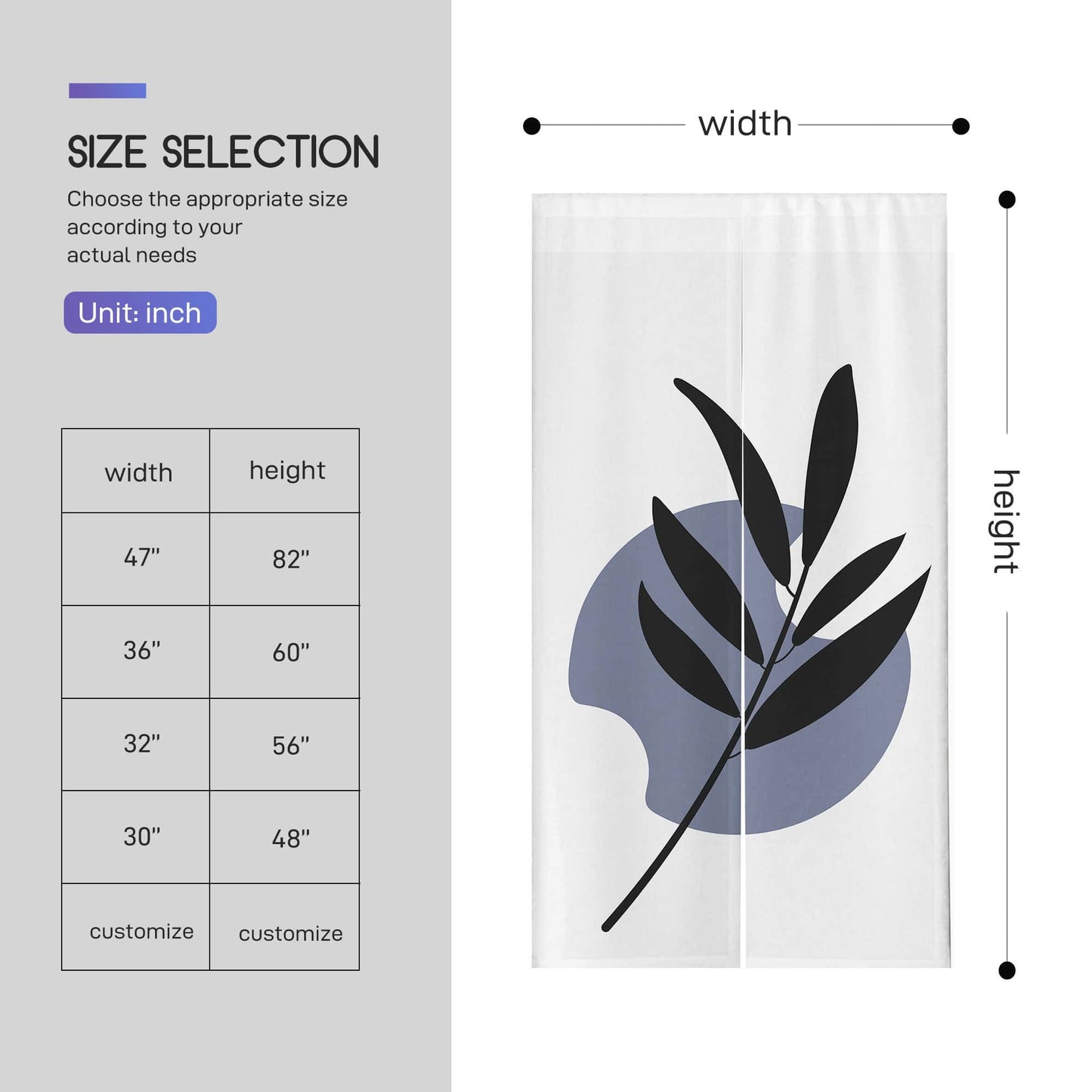 Japanese Art style blue surf Noren Door Curtains image 3