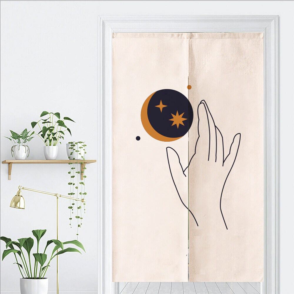 Hands and circles Doorway Curtain Noren image 1