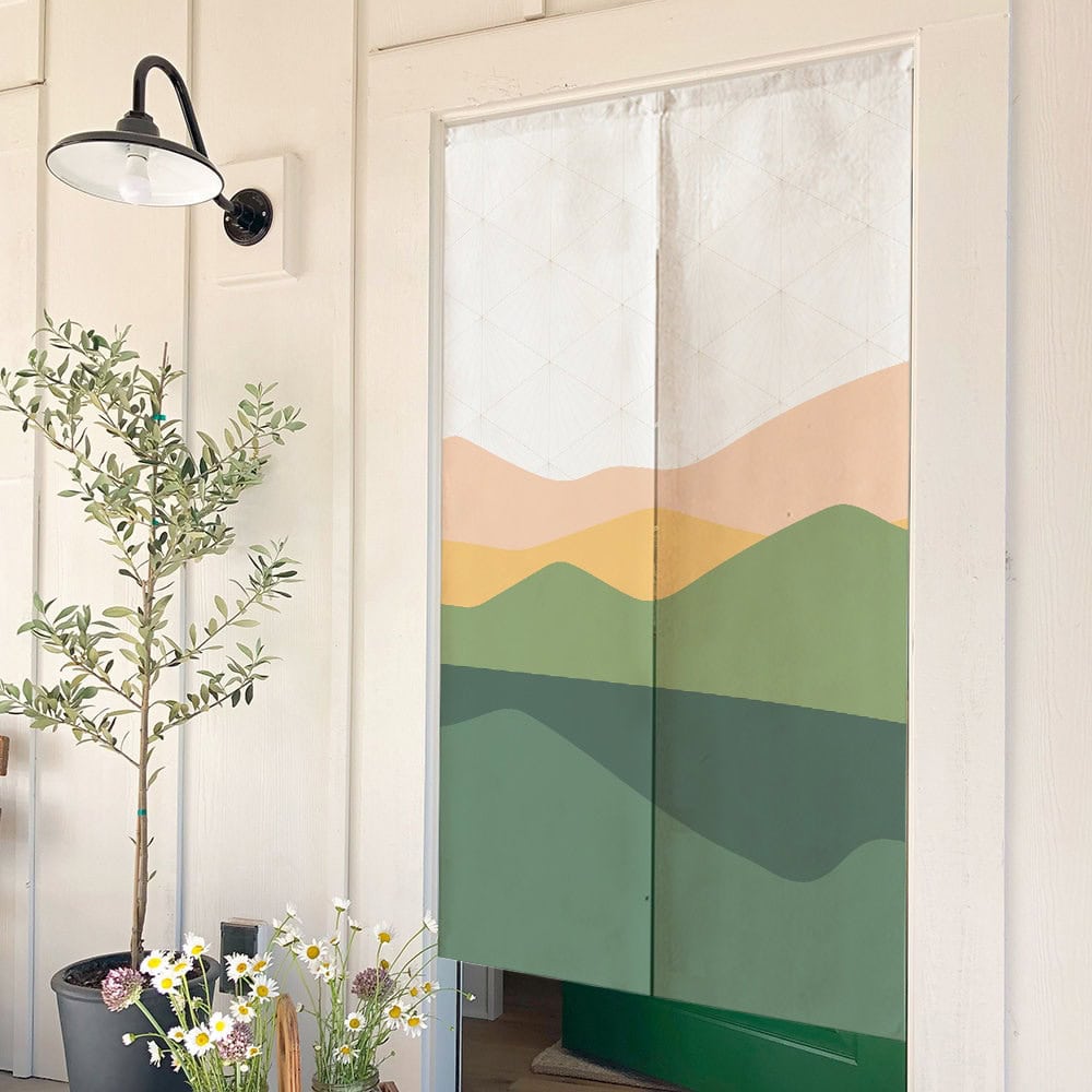 Green landscape painting Doorway Noren Curtain image 0