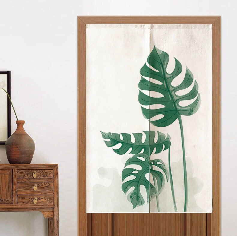 Fresh Tropical Plants Leaves Art Print Doorway Curtain Noren image 2