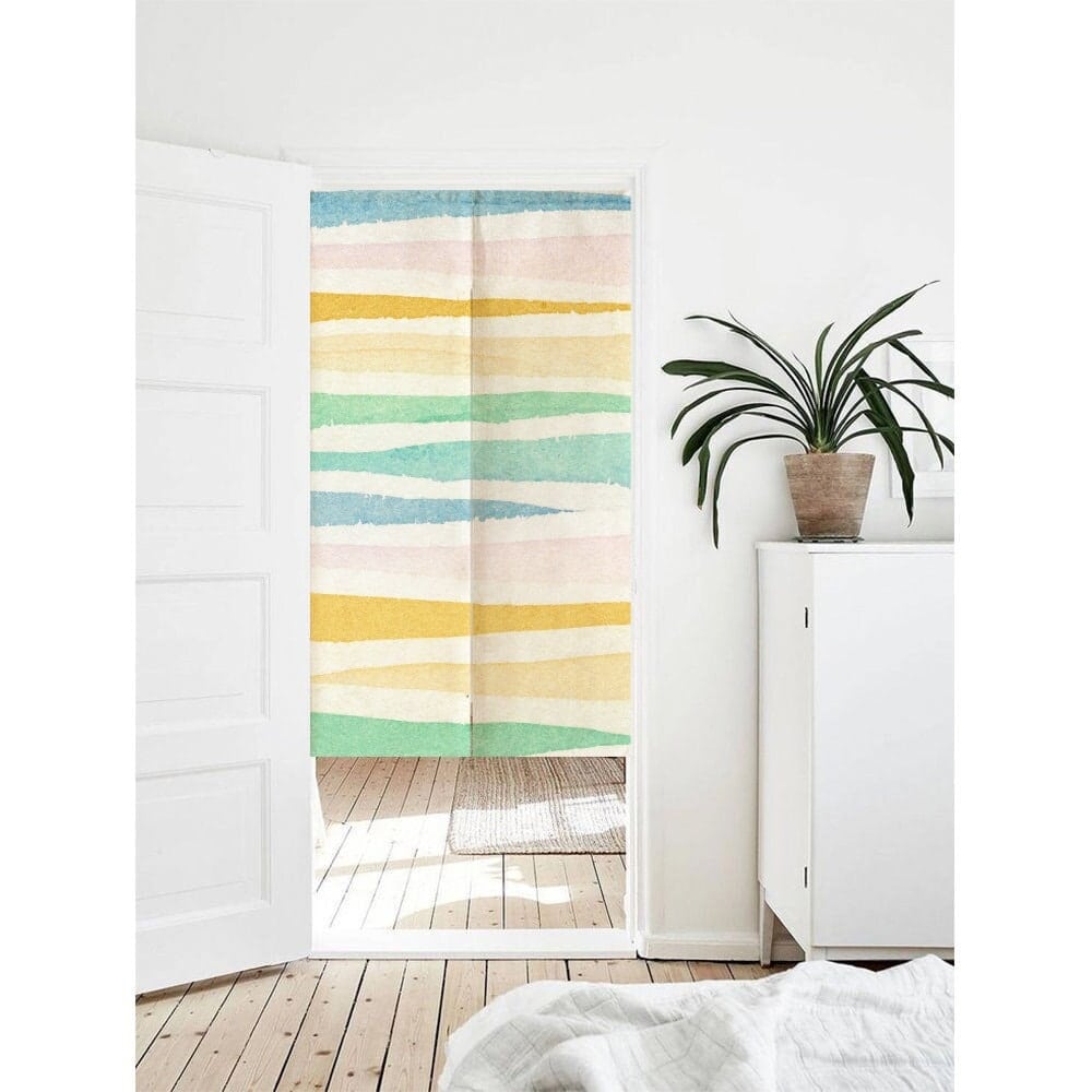 Tropical  Watercolour Strips Art Print Doorway Curtain Noren image 0