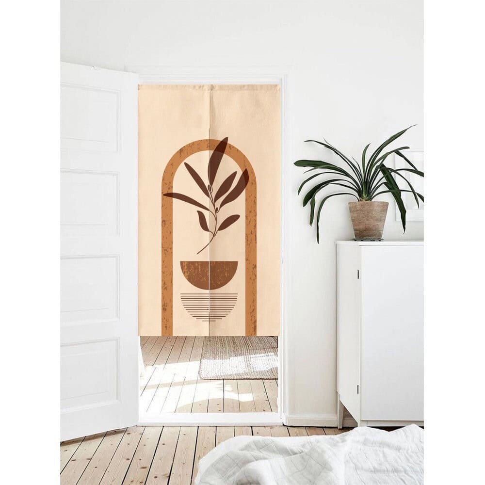 Brown semicircles Doorway Entrance Curtain Noren image 0