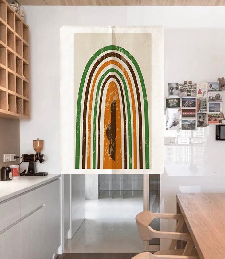 Abstract Symmetrical Rainbow Art Doorway Curtain Noren image 0