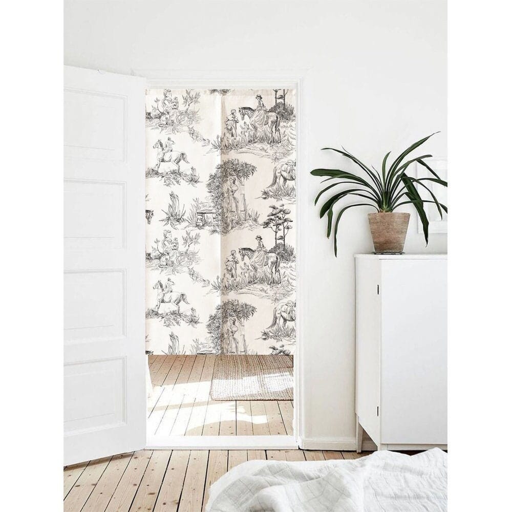 Vintage French Toile Art Print Doorway Curtain Noren image 0