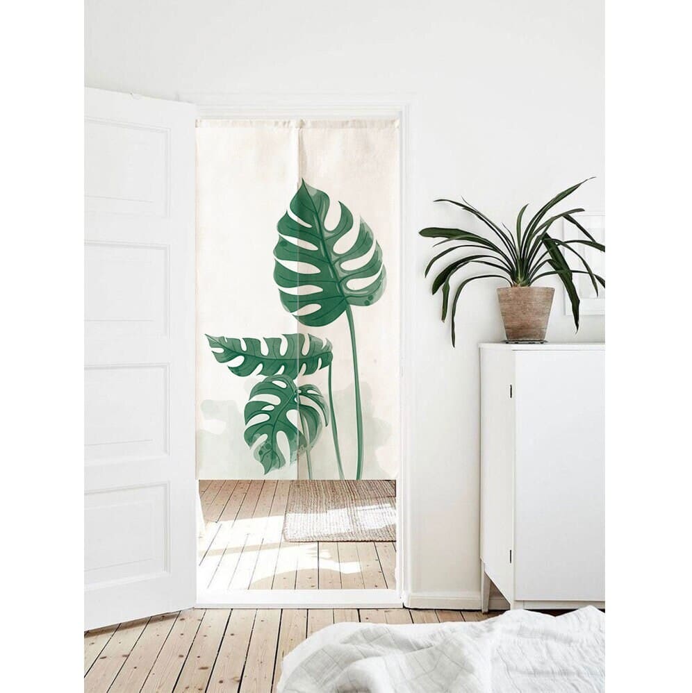 Fresh Tropical Plants Leaves Art Print Doorway Curtain Noren image 0