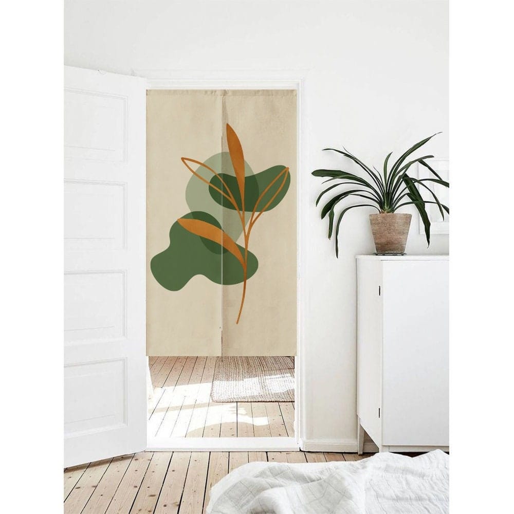 Watercolour Leaves Bloccks Doorway Noren Curtain image 0
