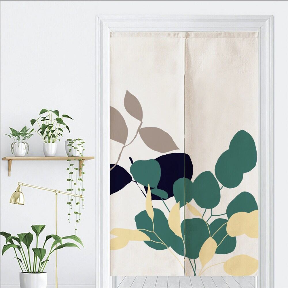 Watercolour Eucalyptus Leaves Doorway Noren Curtain image 1