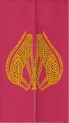 Hand Drawn Hot Pink Leopards Doorway Curtain Noren image 2