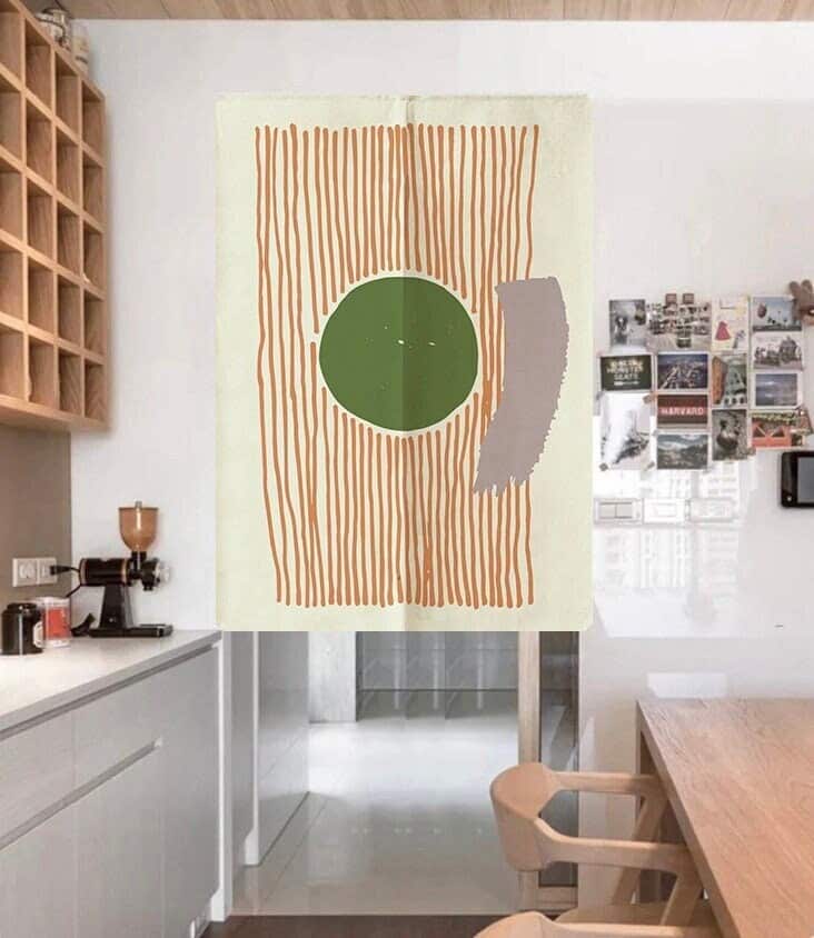 Green circle Doorway Curtain Noren image 0