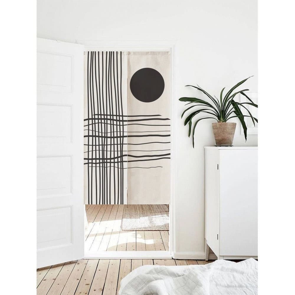 Watercolour Line Black White Doorway Noren Curtain image 0