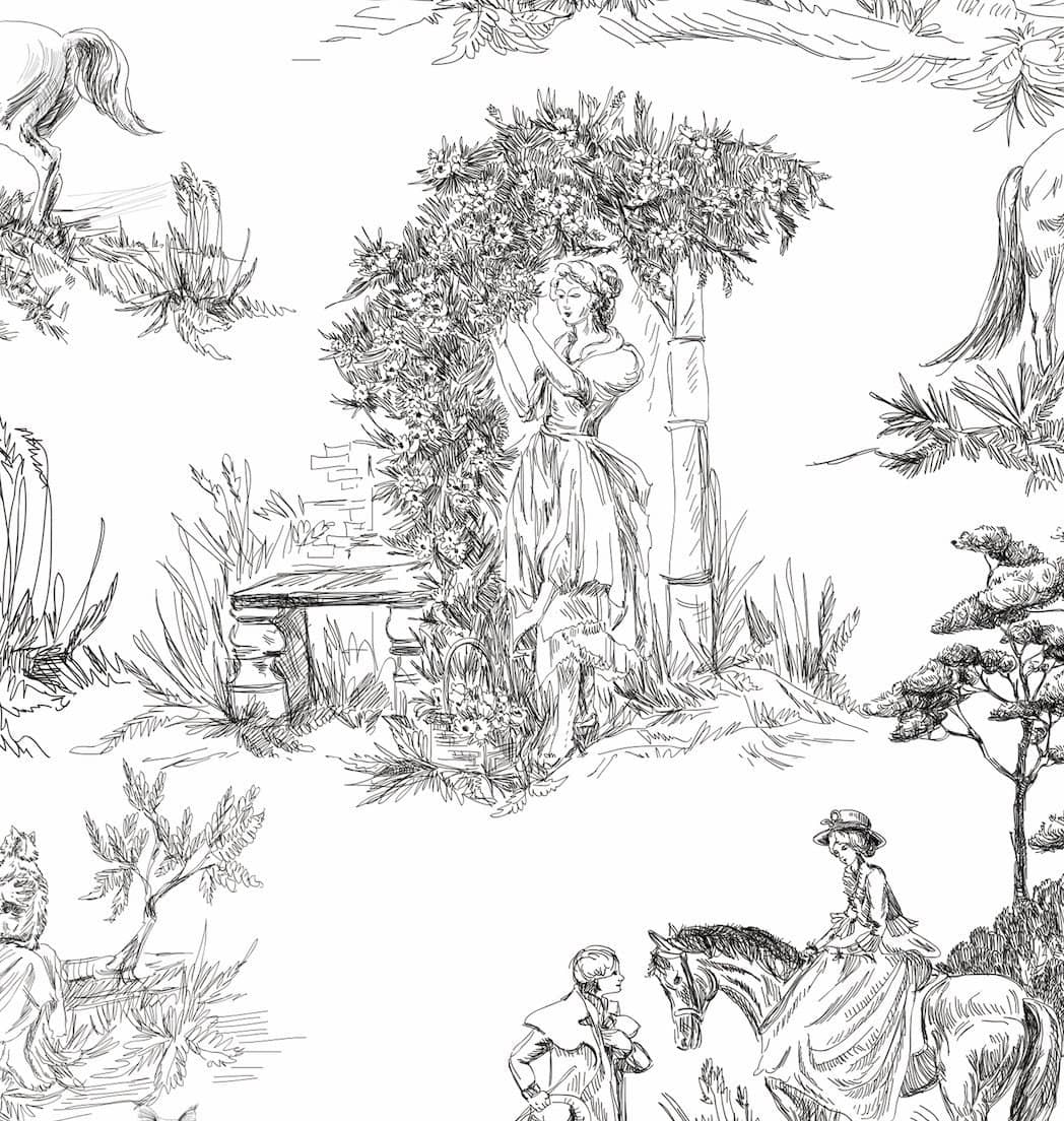 Vintage French Toile Art Print Doorway Curtain Noren image 3