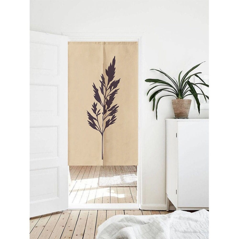 Hand Drawn Leaf Pattern Doorway Noren Curtain image 0
