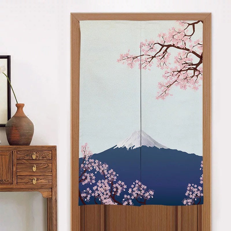 Doorway Noren Curtain, Art Wall Tapestry for Home Decor, Cotton Linen Curtain, 33.5 x 55 inch or 85 x 140 cm, Room Dividers image 0