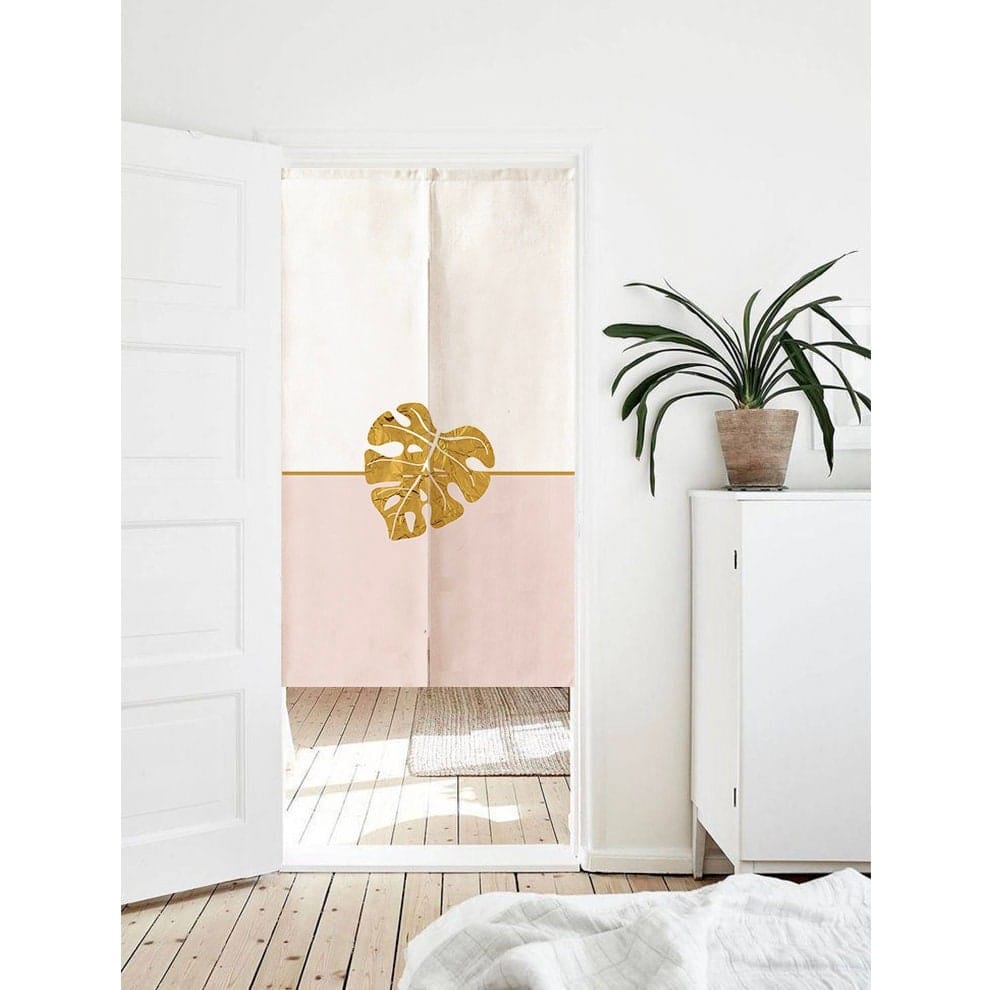 Little Yellow Gold Monstera Leaf  Print Doorway Curtain Noren image 0