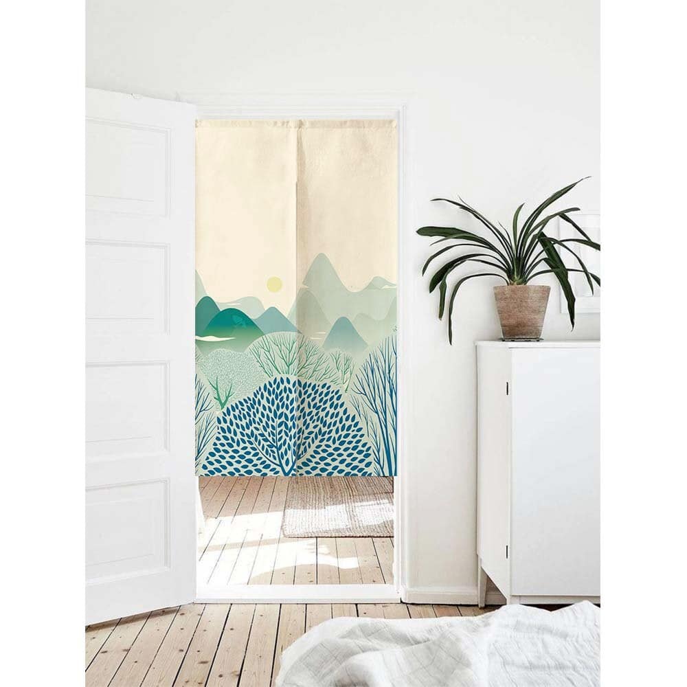 Green landscape Doorway Noren Curtain image 1