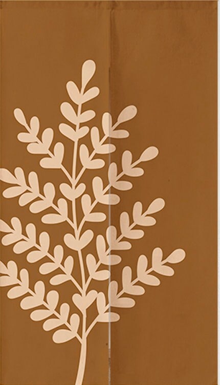 Hand Drawn Pastel Leaves Pattern Doorway Noren Curtain image 1