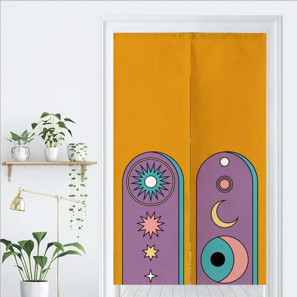 Aesthetic Abstract Moon and Sun Art Doorway Curtain Noren image 1