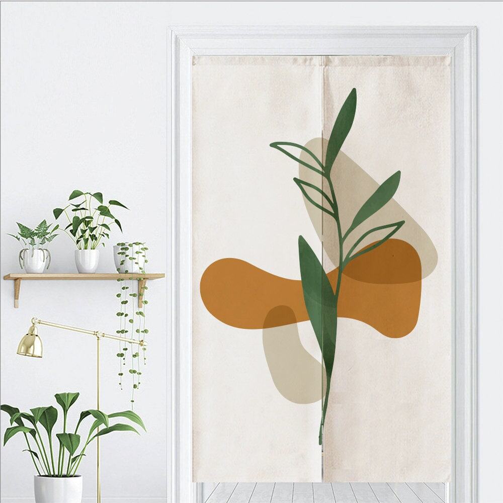 Watercolour Leaves Bloccks Doorway Noren Curtain image 1