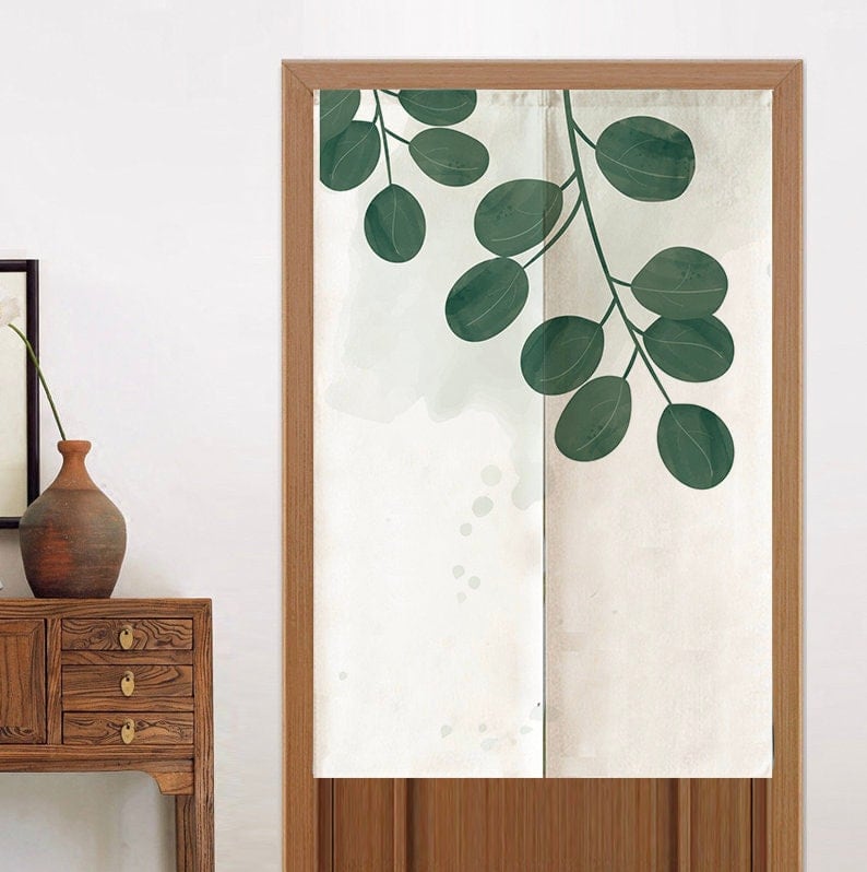 Fresh Tropical Plants Leaves Art Print Doorway Curtain Noren image 1