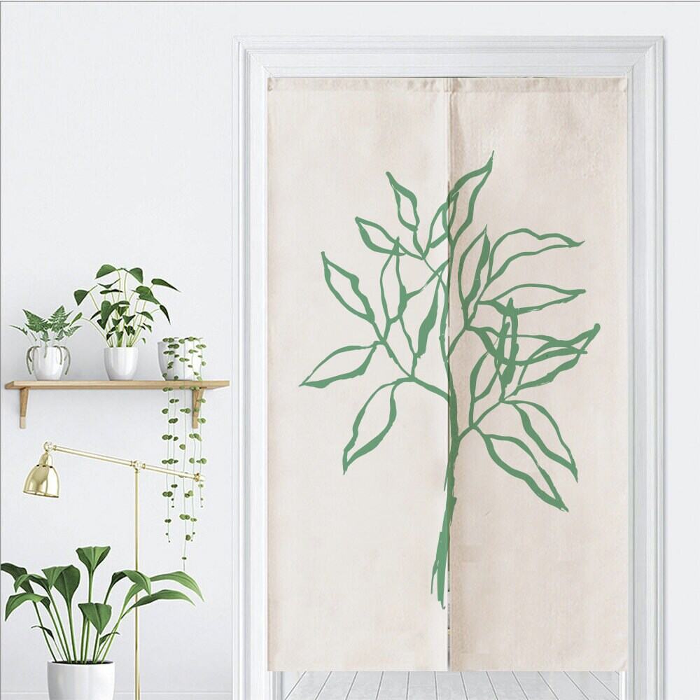 Aesthetic  Green Tropical Leaves Art Print Doorway Curtain Noren image 1