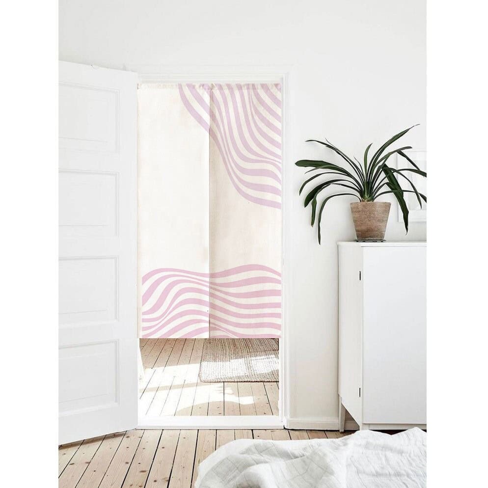 Purple Abstract Wavy Lines Art Print Doorway Curtain Noren image 0