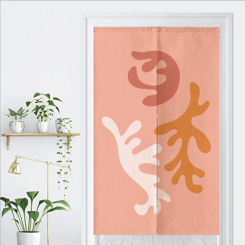 Pink seaweed motifs Doorway Curtain Noren image 1