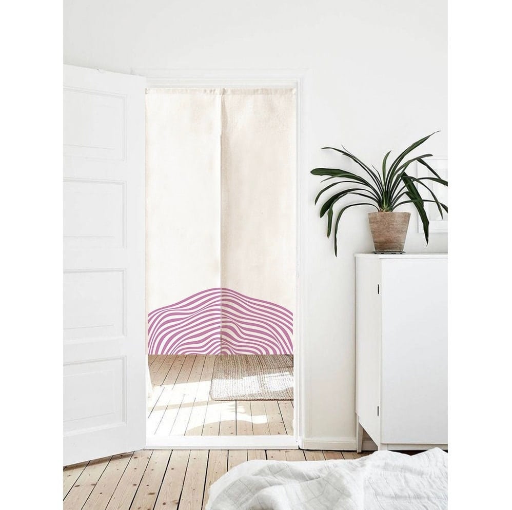 Purple Abstract Wavy Lines Art Print Doorway Curtain Noren image 0