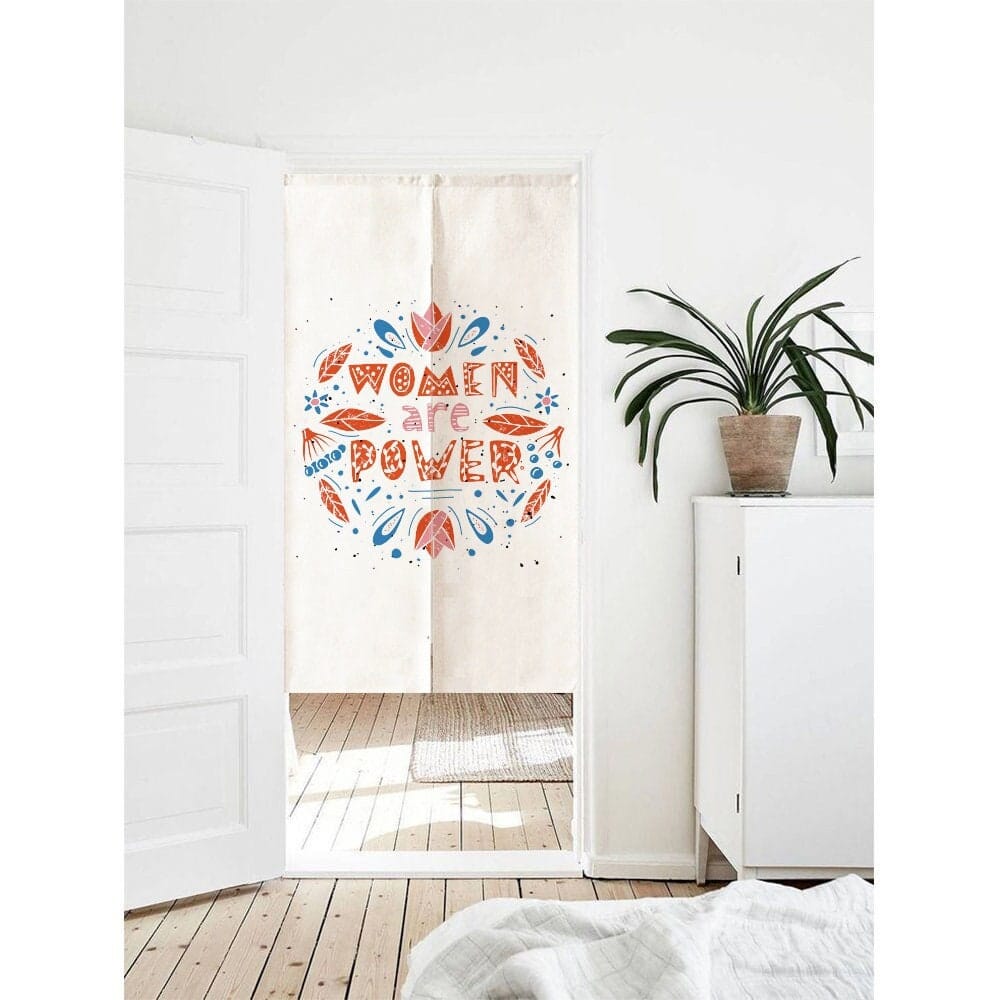 Orange Letters Doorway Curtain Noren image 0