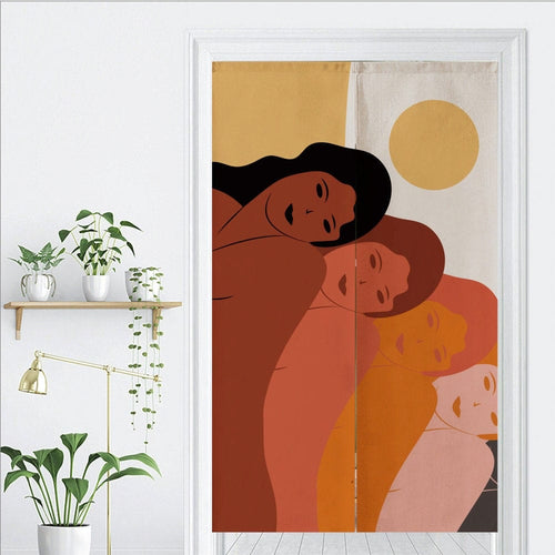 Abstract Women Power Art Doorway Noren Curtain image 1