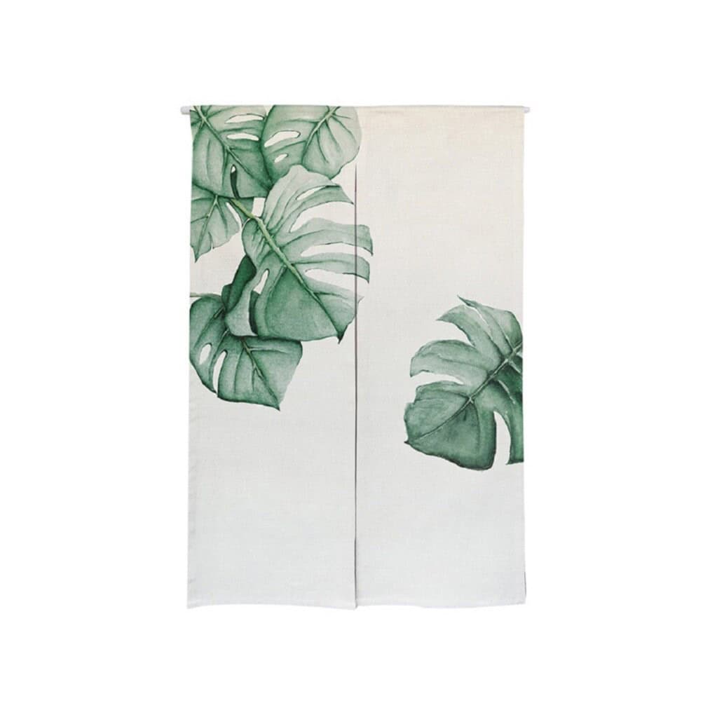 Watercolour Monstera Leaves Painting Noren Doorway Curtain image 1