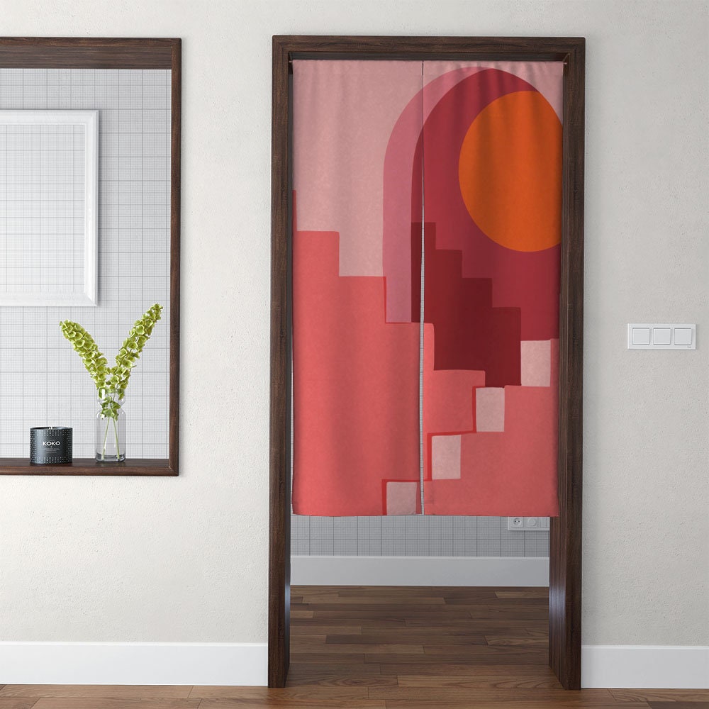 Abstract Pink Japanese Door Curtain